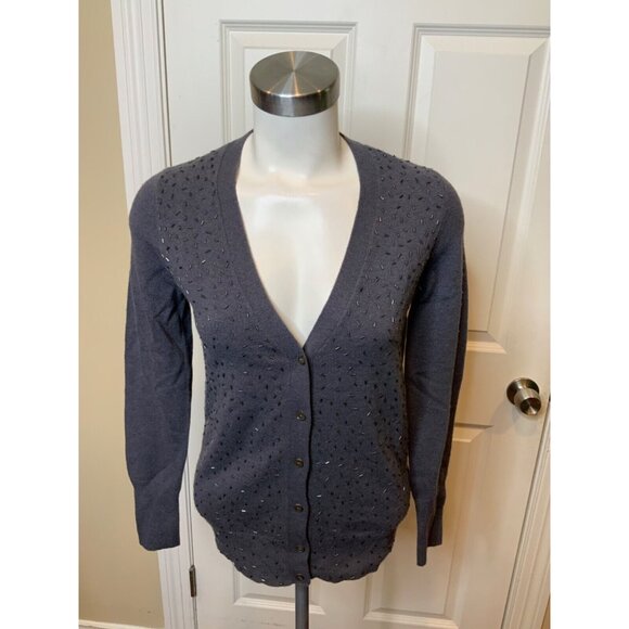 J.Crew Dark Periwinkle Blue Sequin Cardigan NWT Size XS - Picture 1 of 5